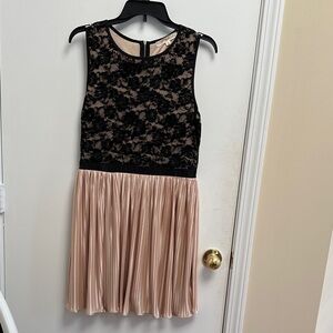 Rewind Black Lace and Gold Pleated Dress